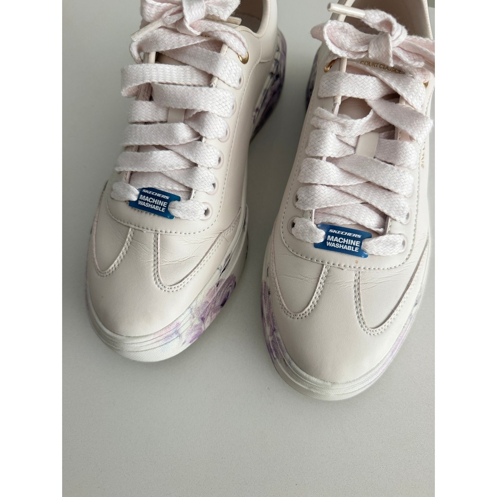 Skechers Court Classics Sneakers Womens 11 Pink Floral Platform 185062 ROS - Picture 3 of 9